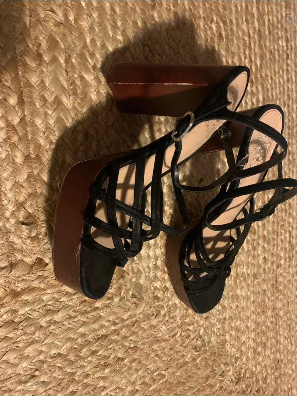 Vince Camuto Black Multi-Strap Platform Heels